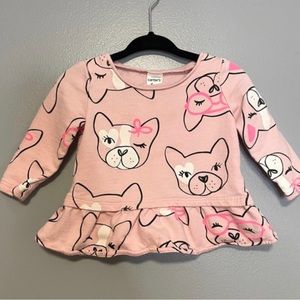 Carters Pink French Bulldog Frenchie Puppy Dog Sweater Baby Girl 6M